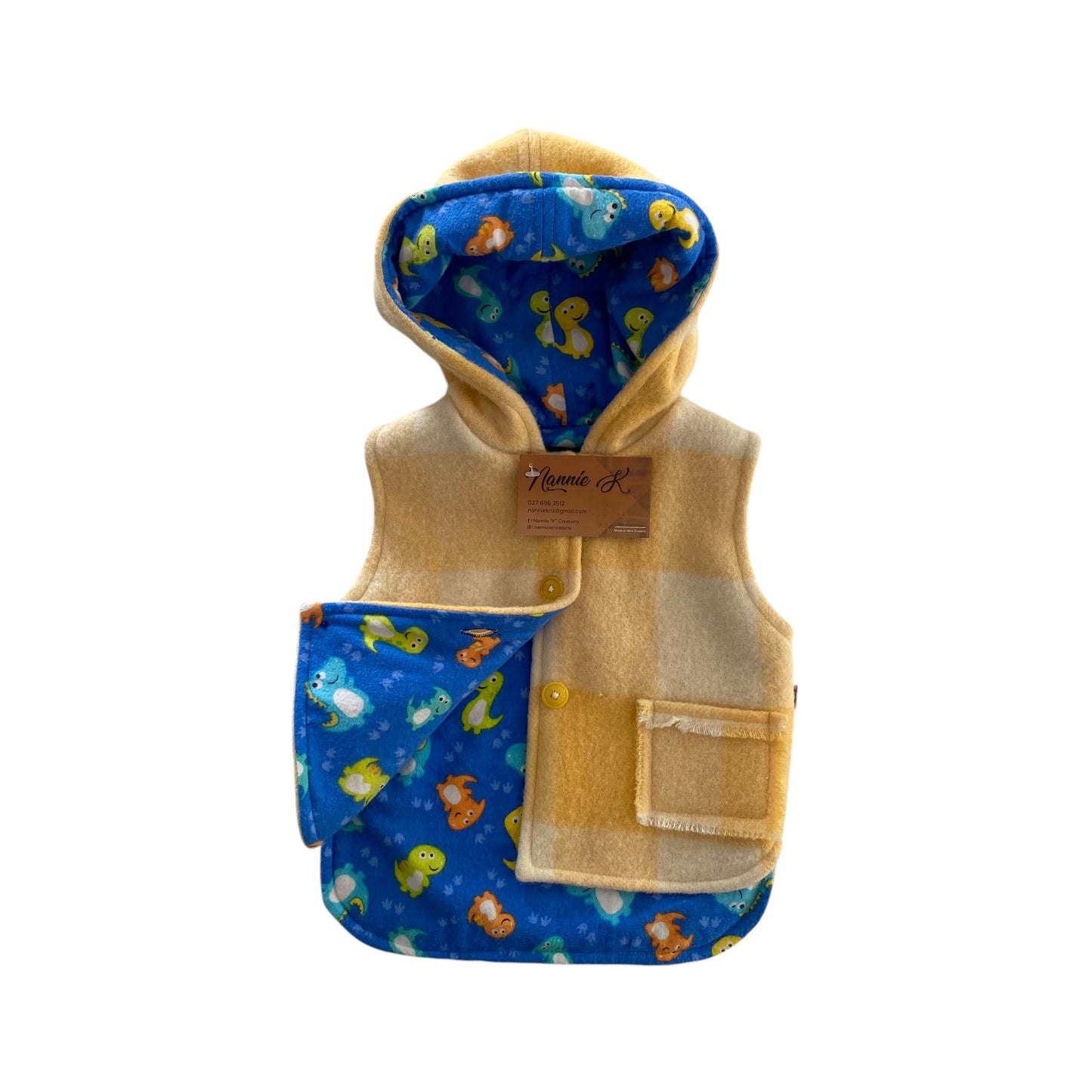 Woollen Vest Yellow with Colourful Robots