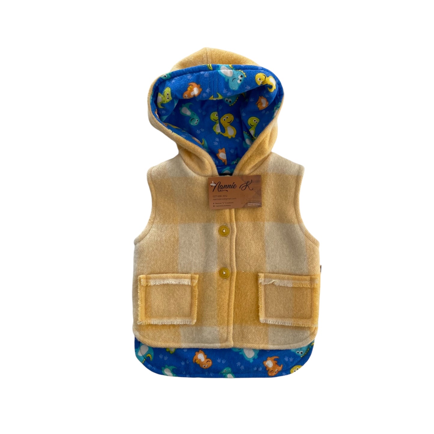 Woollen Vest Yellow with Colourful Robots