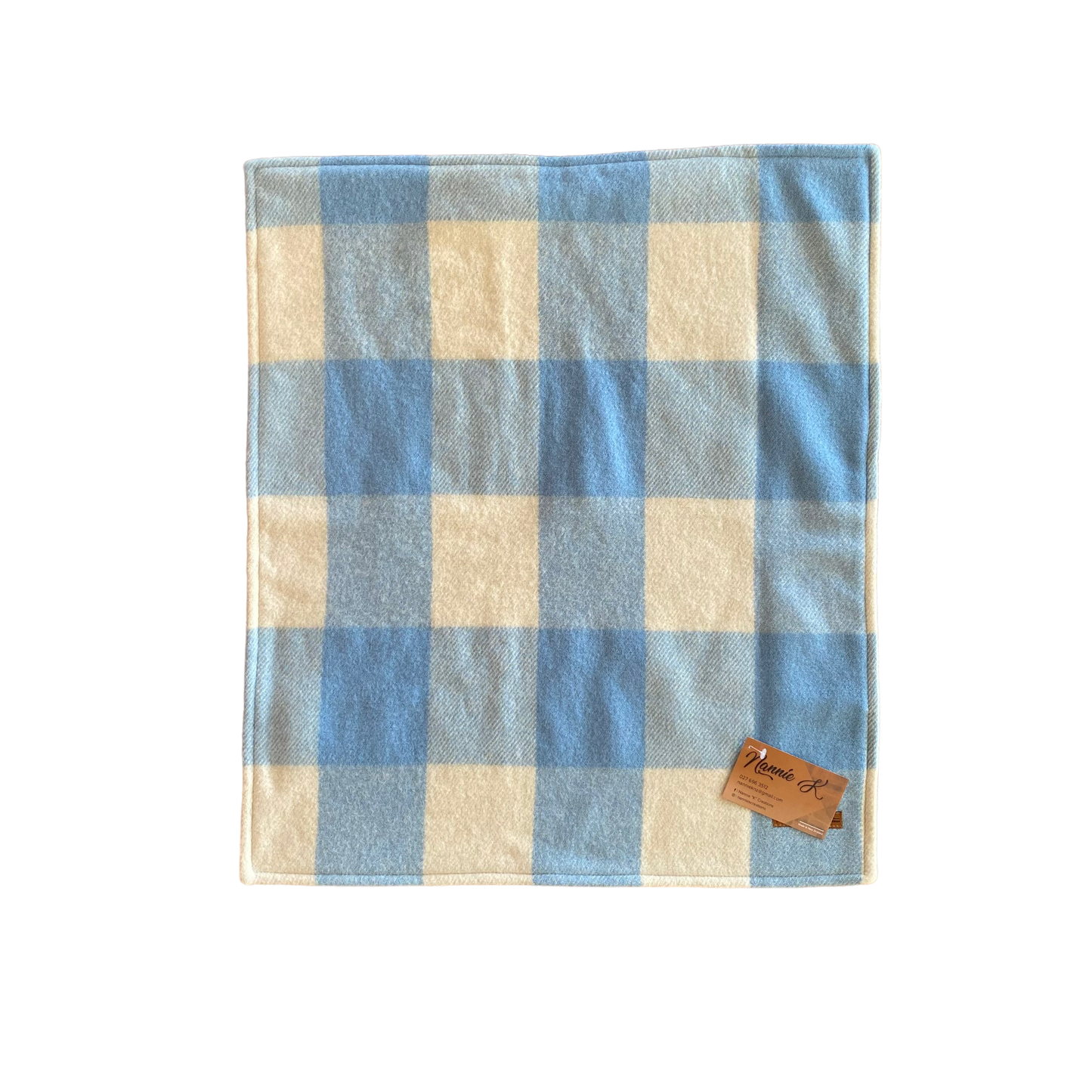 Woollen Blanket Blue check with bugs