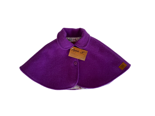 Woollen Cape Purple with Butterflies