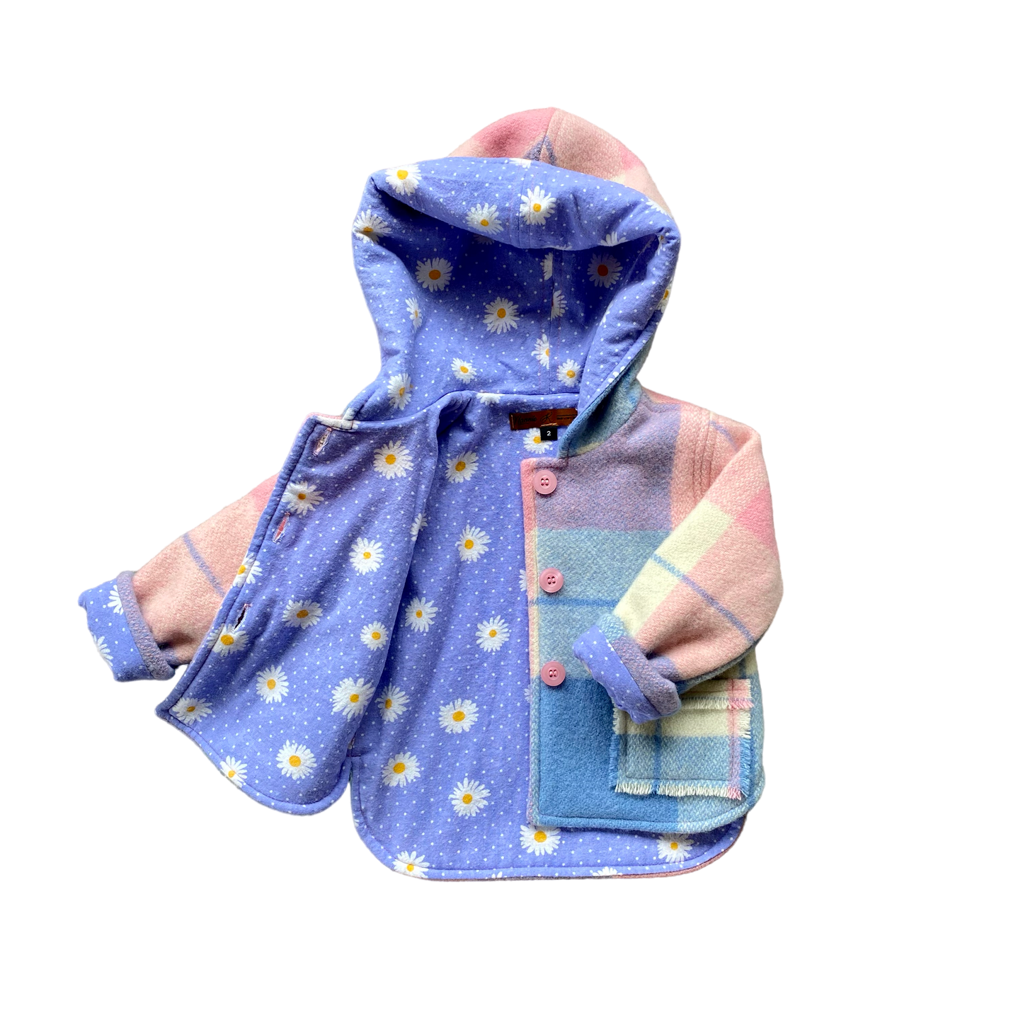 Woollen Jacket Blue & Pink with Daisies