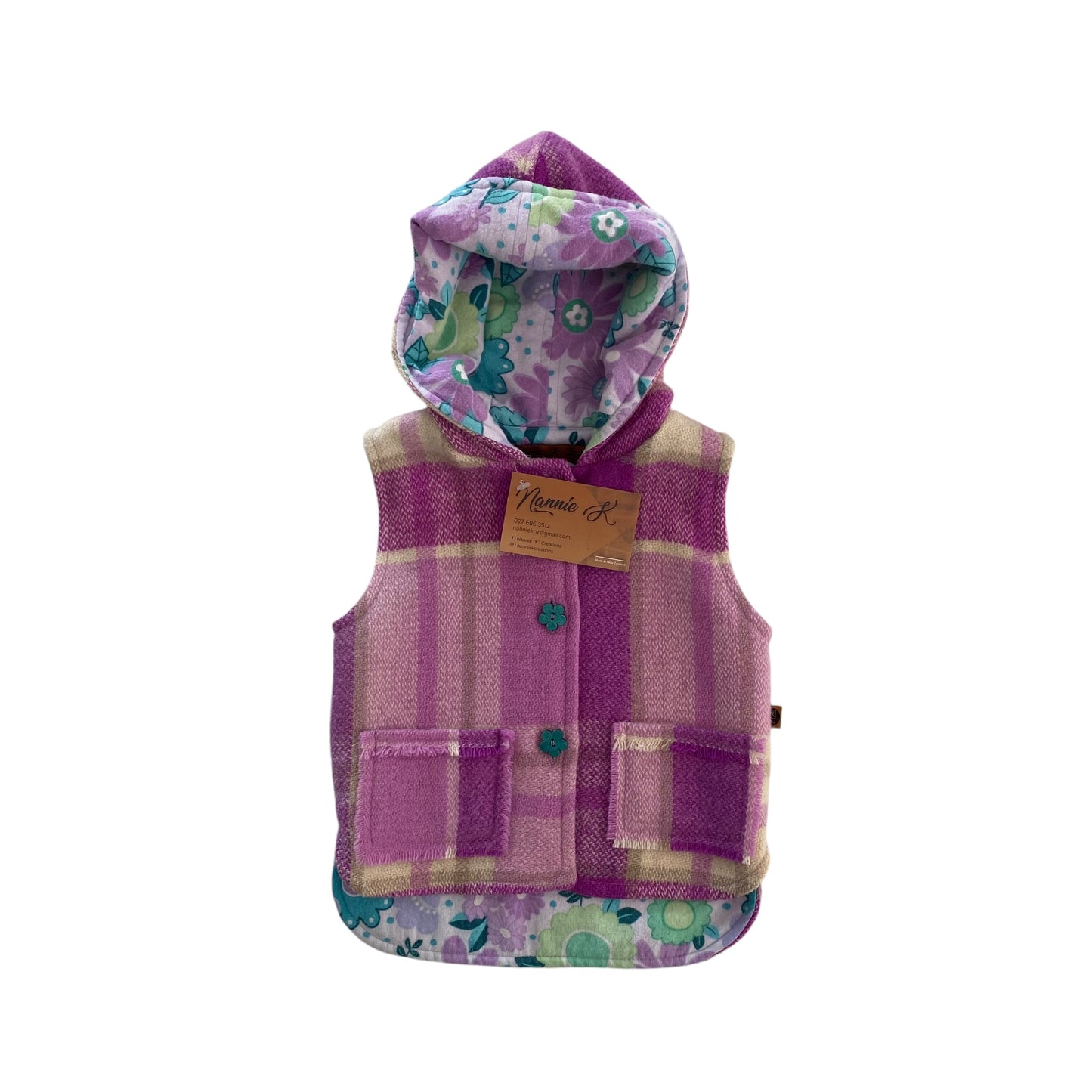 Woollen Vest Purple with Retro Floral