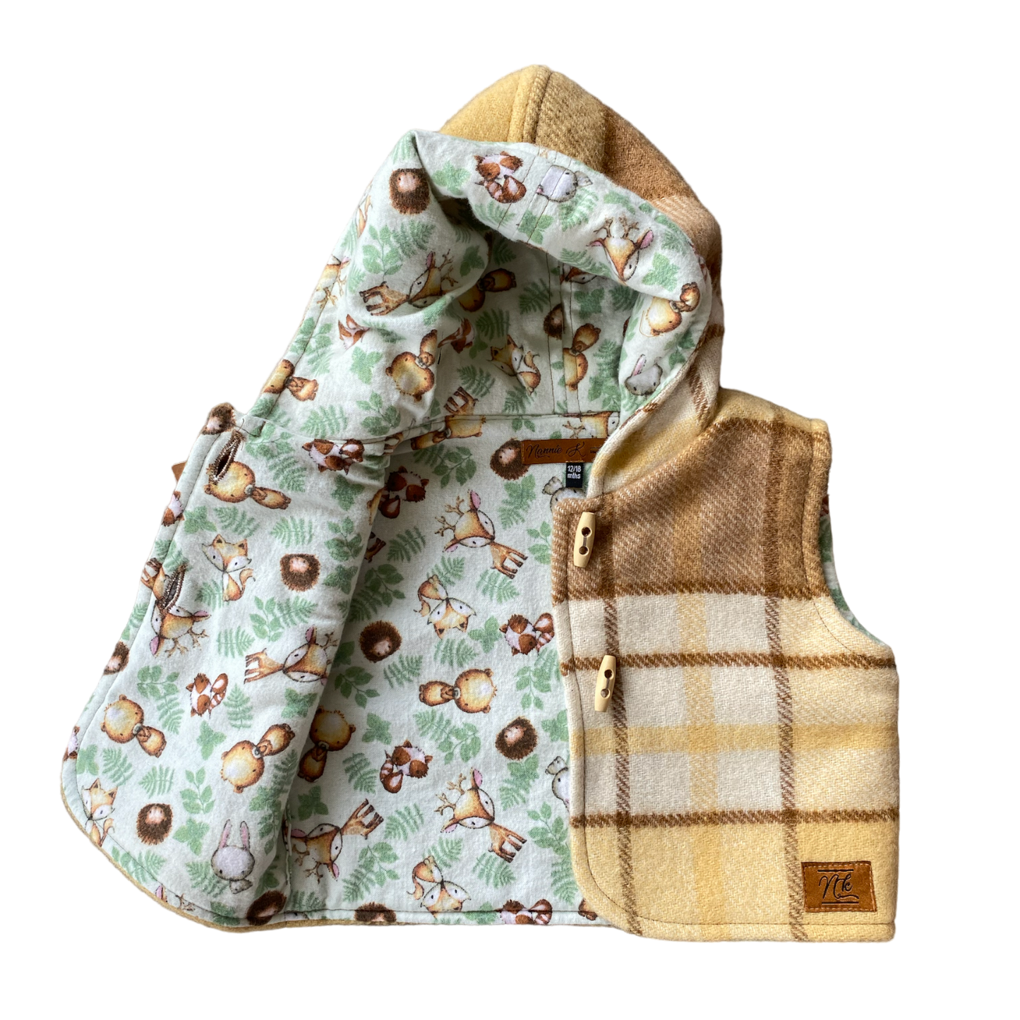 Woollen Baby Vest Neutral with Woodland Animals