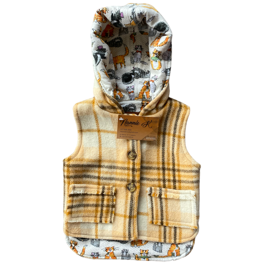 Woollen Vest Neutral with Cats