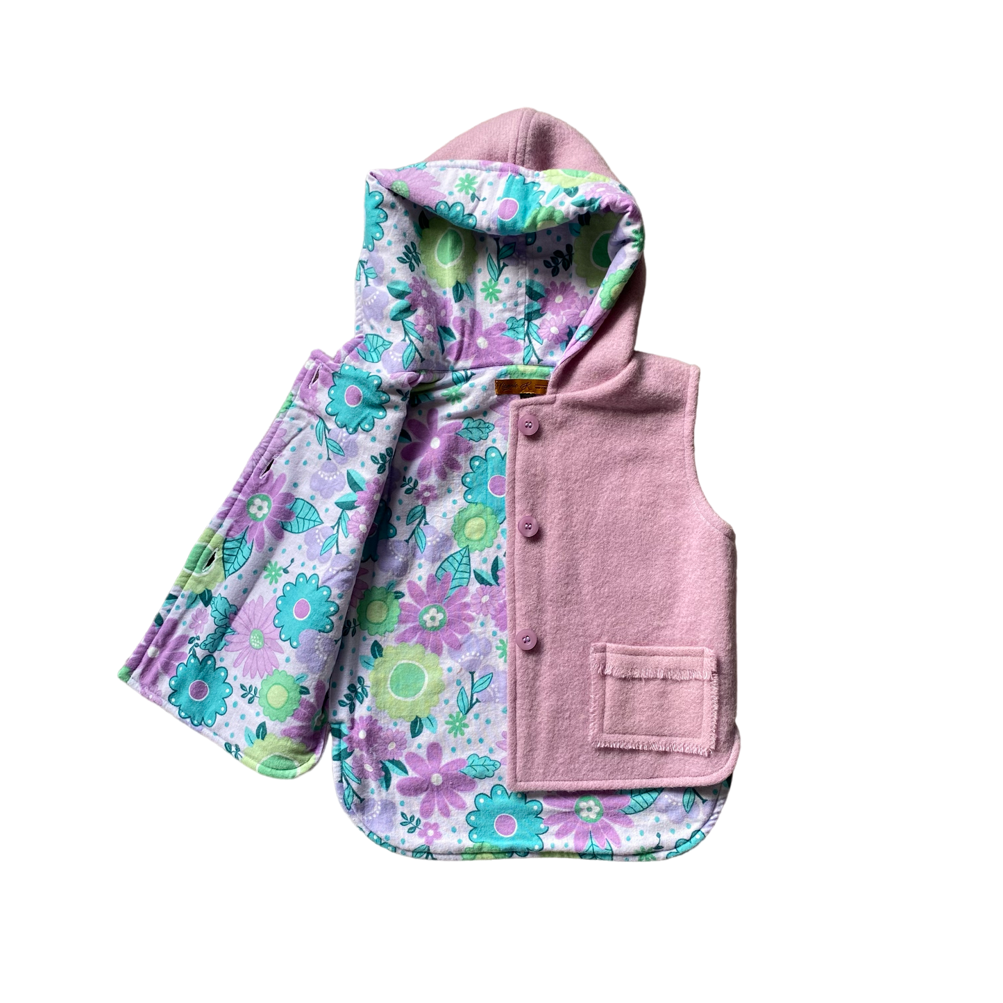 Woollen Vest Mauve with Retro Floral