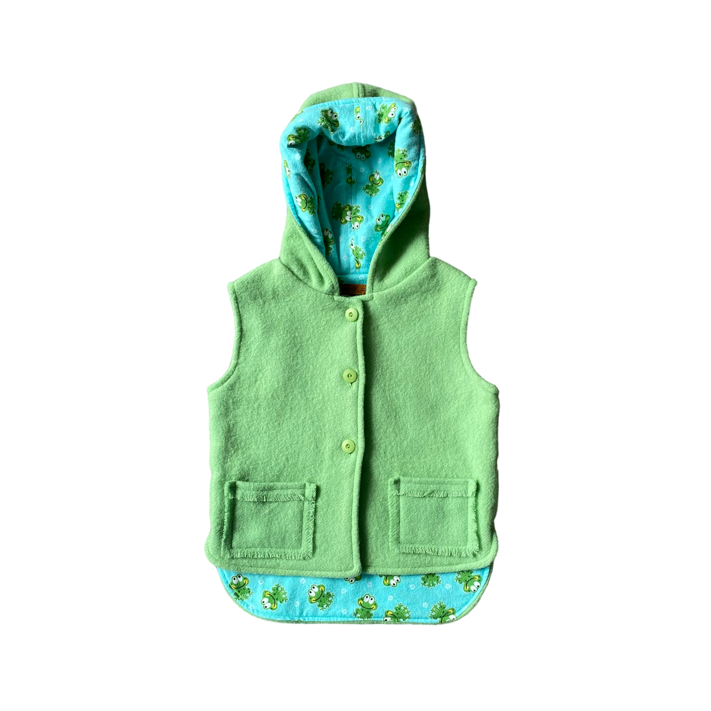 Woollen Vest Green with Frogs