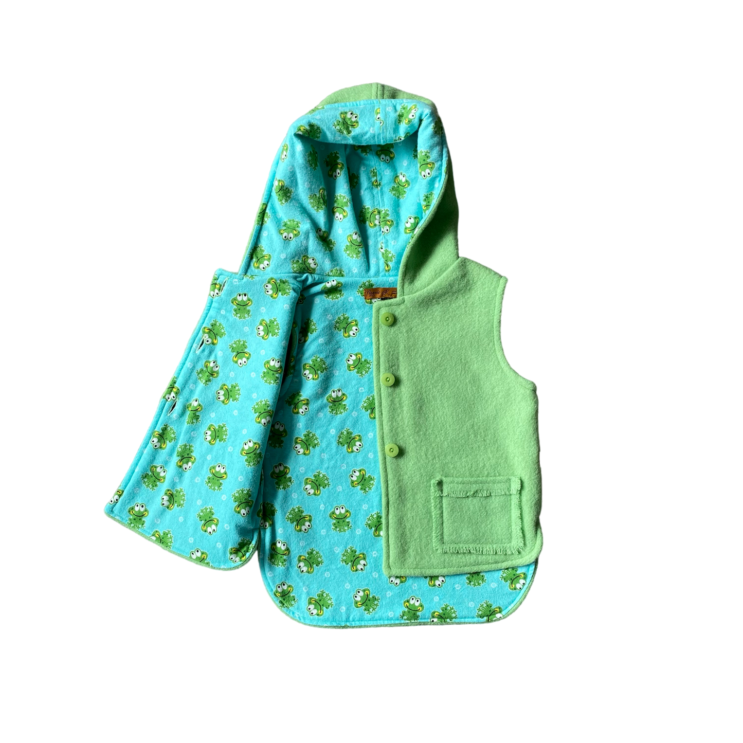 Woollen Vest Green with Frogs