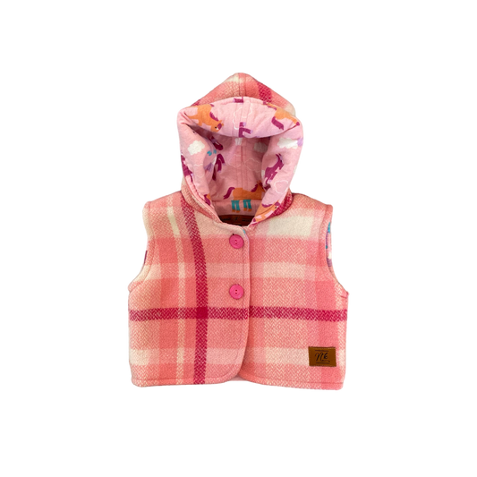 Woollen Baby Vest Pink with Unicorns