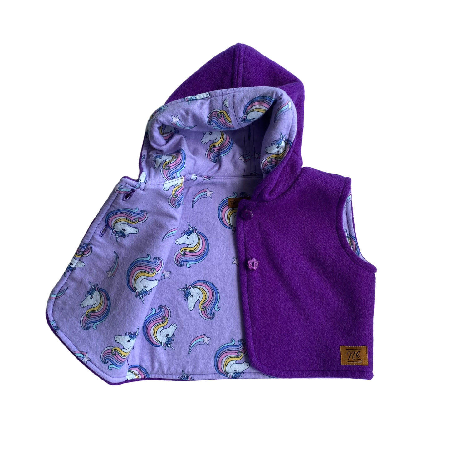 Woollen Baby Vest Deep Purple with Unicorns