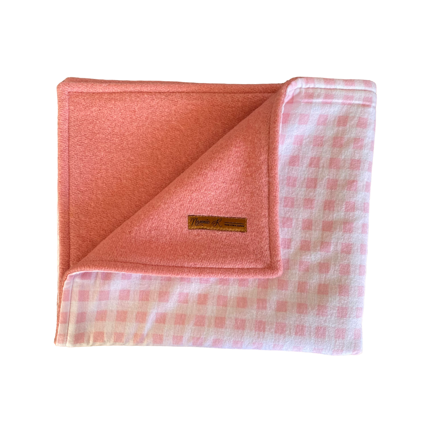 Woollen Blanket Pink with pink/white check