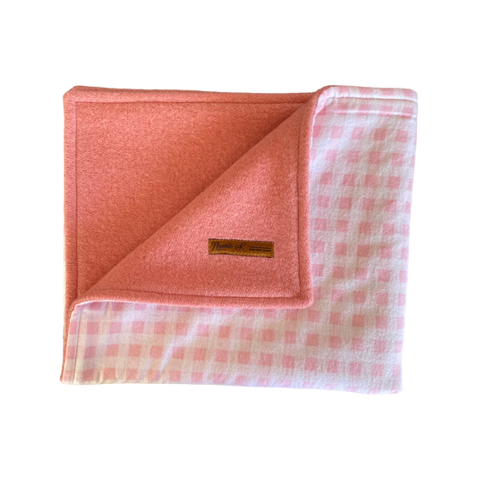 Woollen Blanket Pink with pink/white check